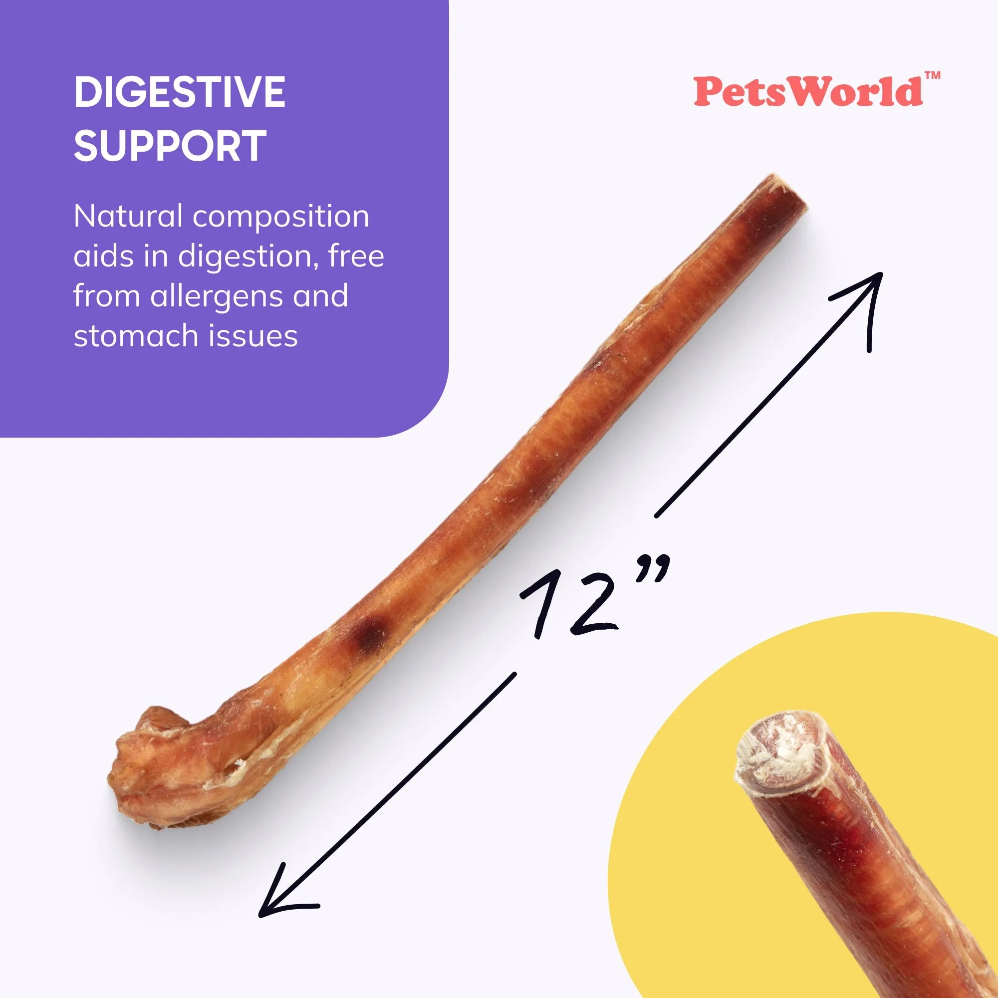 12-Inch Extra Thick Jumbo Bully Sticks for Medium - Large Dogs