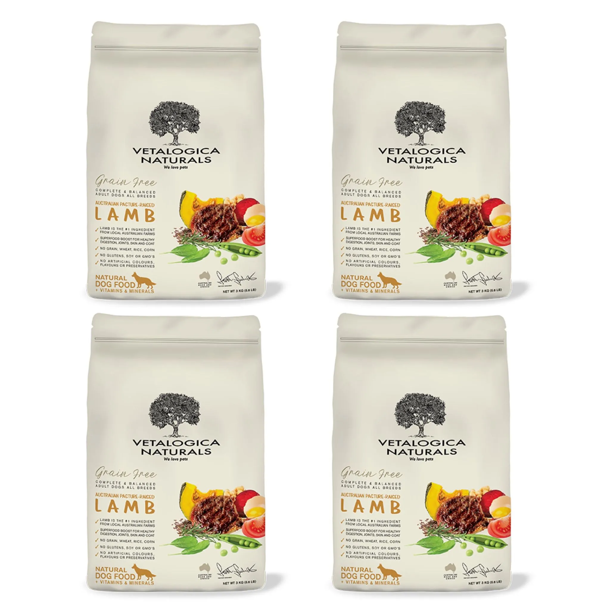 4 x 100g Vetalogica Naturals Grain Free Lamb Dog Food SAMPLES