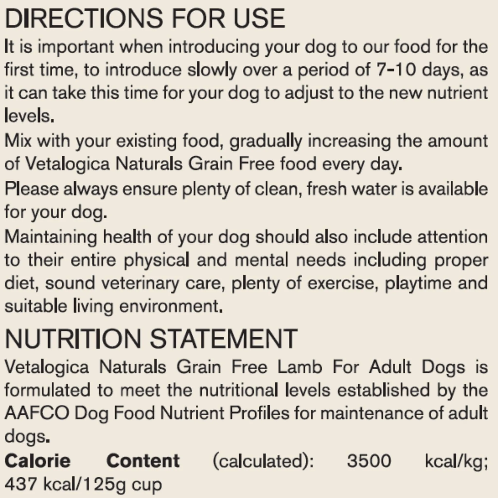 4 x 100g Vetalogica Naturals Grain Free Lamb Dog Food SAMPLES