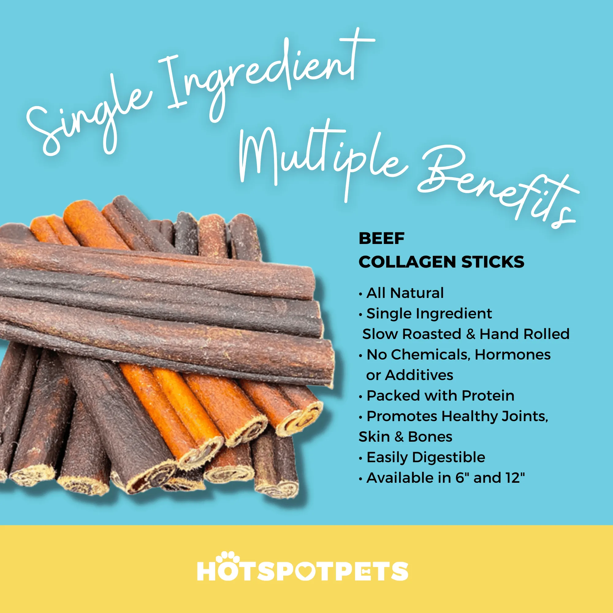 6'' Inch Beef Collagen Sticks for Small & Medium Dogs