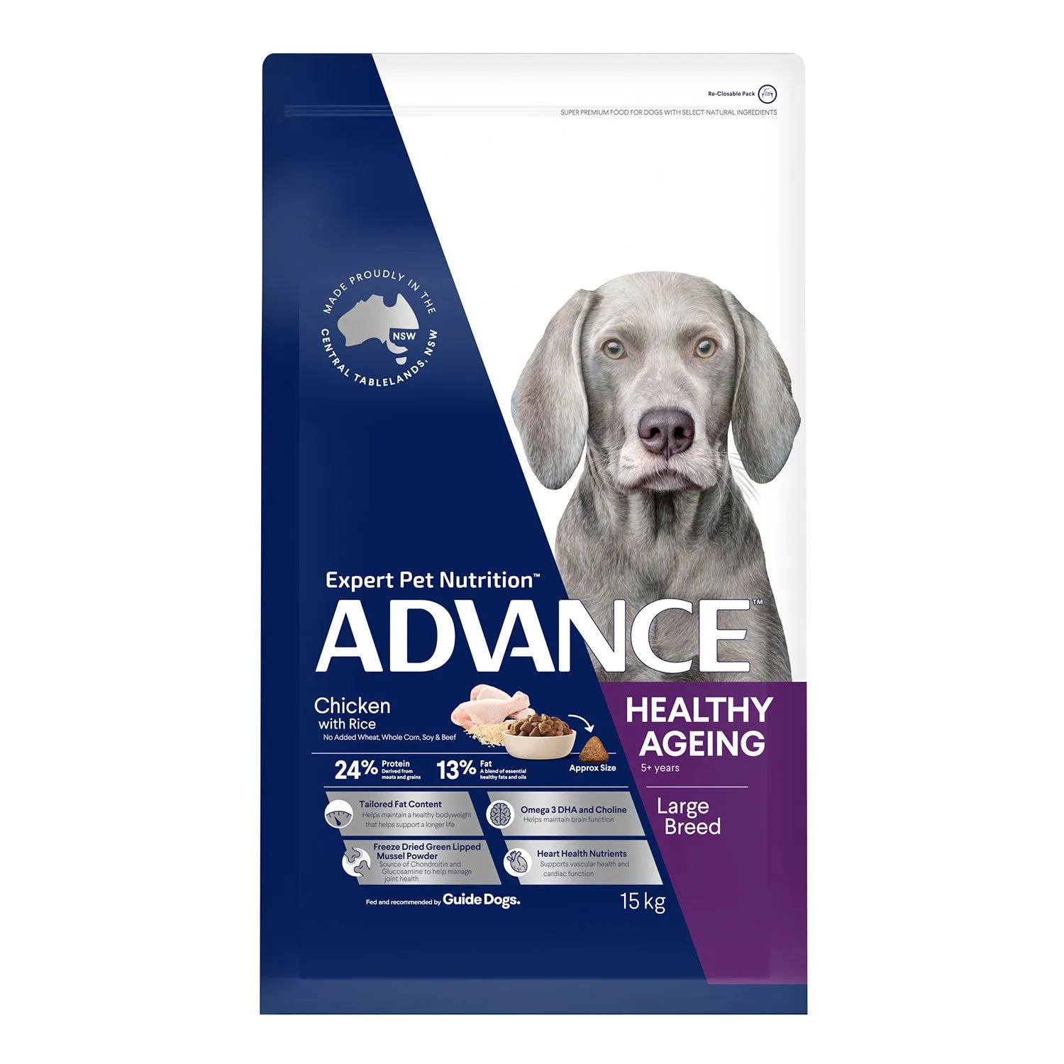 Advance Large Breed Healthy Ageing Chicken & Rice Adult Dry Dog Food 15kg