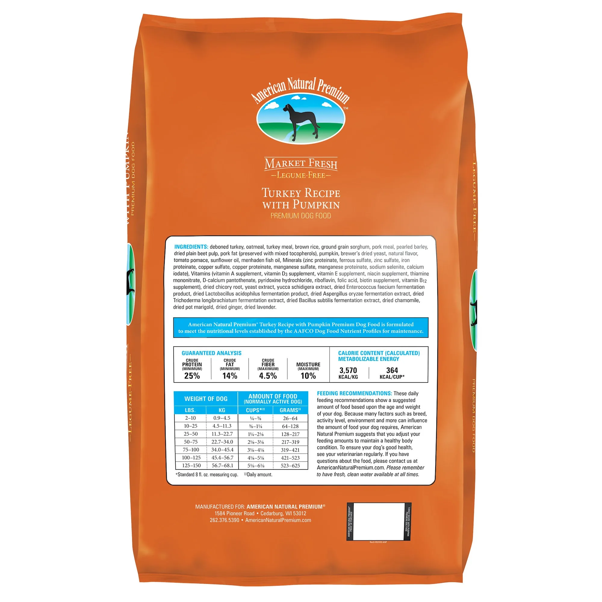 American Natural Premium Turkey with Pumpkin Recipe Legume-Free Premium Dry Dog Food