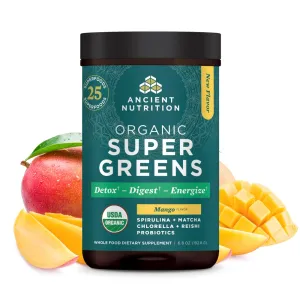 Ancient Nutrition SuperGreens Powder Mango 6.8oz 25 Servings