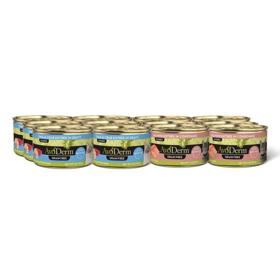 AvoDerm Natural Seafood Selects - Grain Free Wet Canned Cat Food Variety Pack 12ea/12 ct