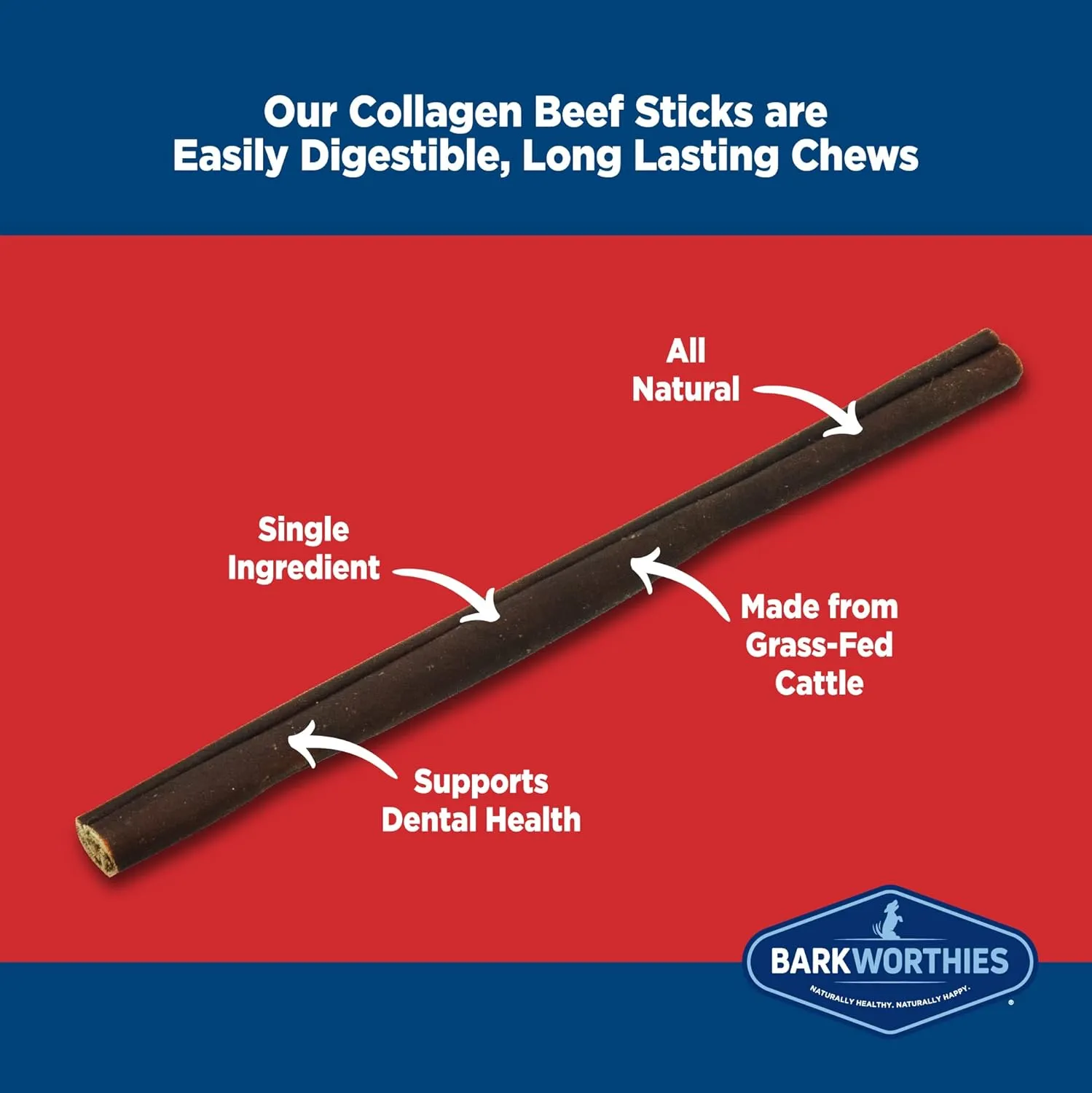 Barkworthies Collagen Beef Stick Chews for Dogs