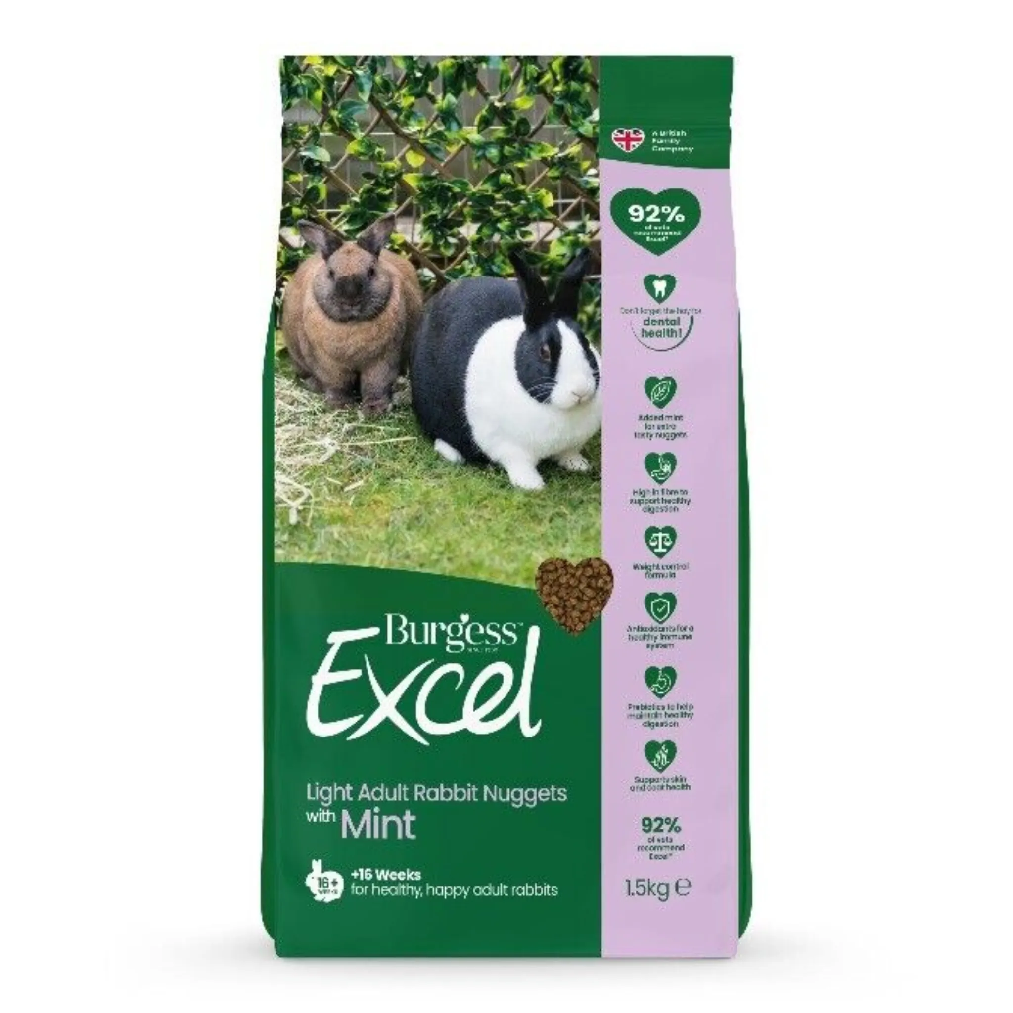 Burgess Excel Adult Light Rabbit Nuggets with Mint