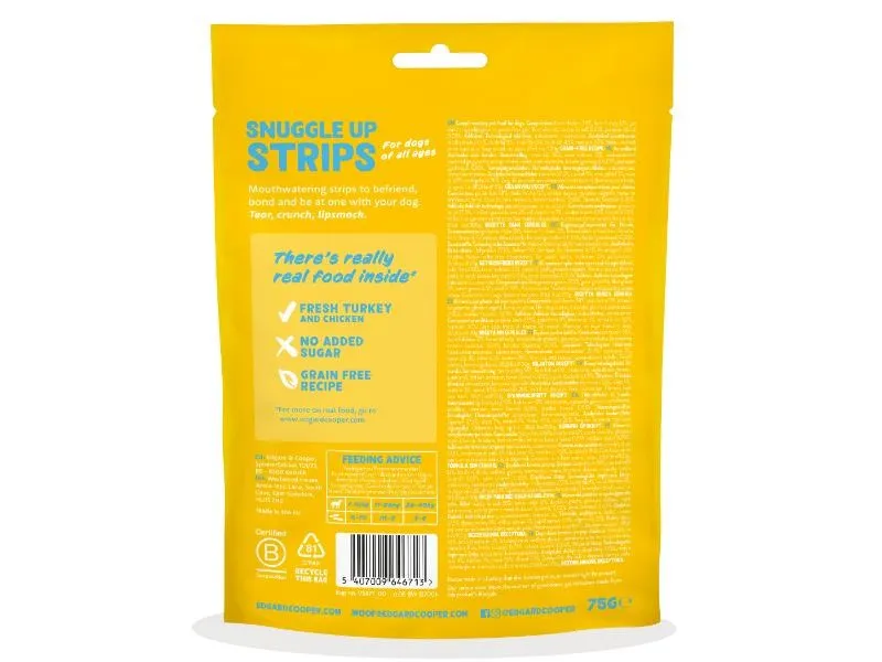 Edgard & Cooper Adult Dog Strips Treat Turkey 75g