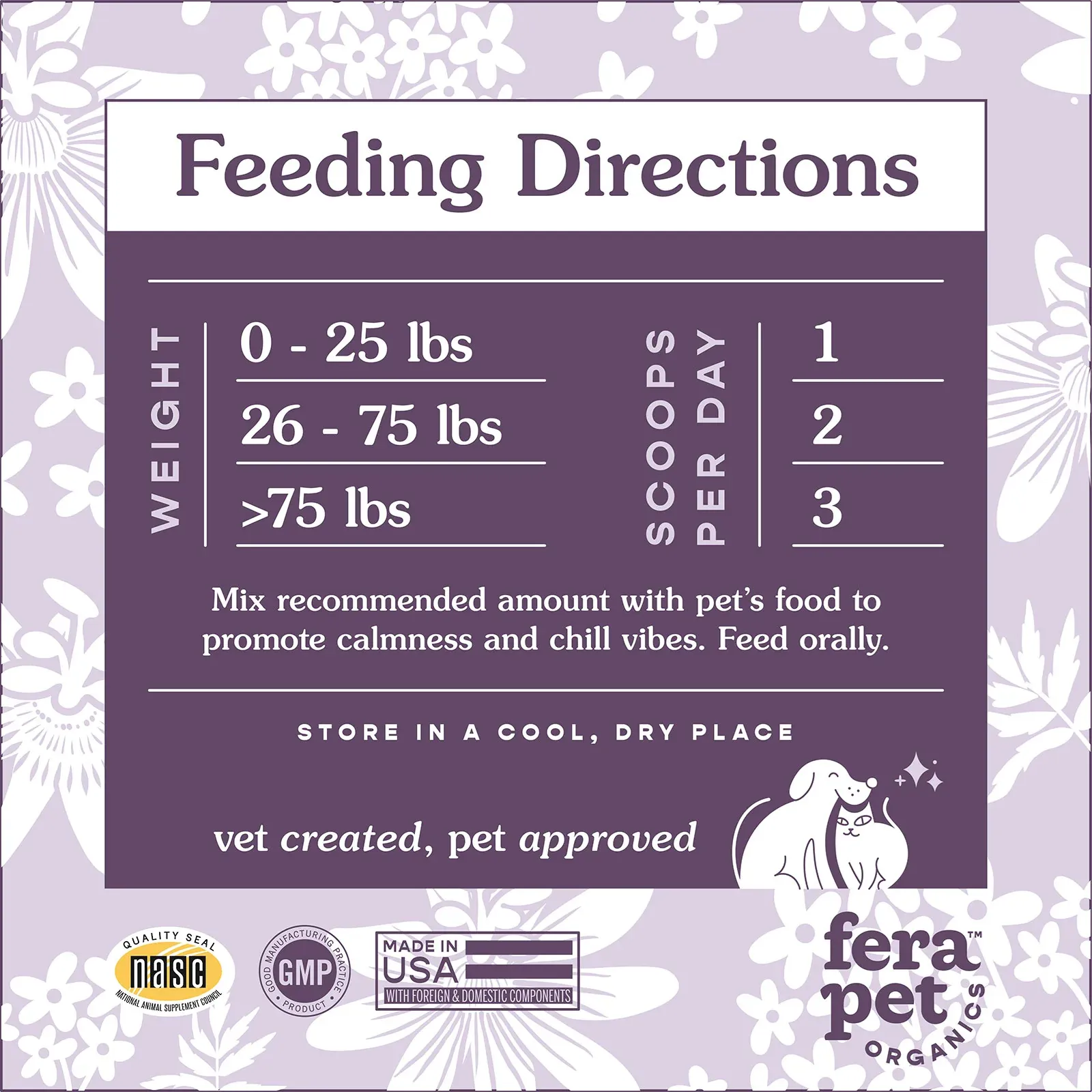 Fera Pet Organics Dog and Cat Supplement, Calming Support