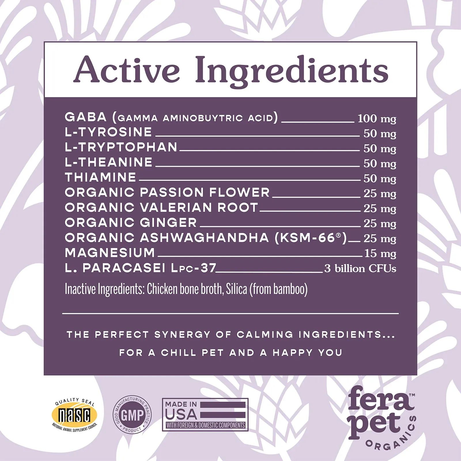 Fera Pet Organics Dog and Cat Supplement, Calming Support