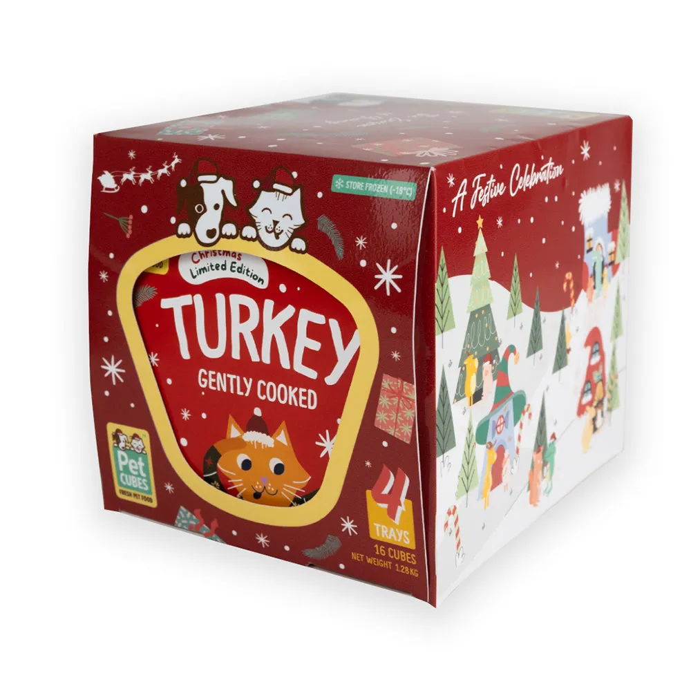 *FROZEN* PetCubes Cat Gently Cooked Turkey Christmas Edition 1.28kg (4 x 320g)