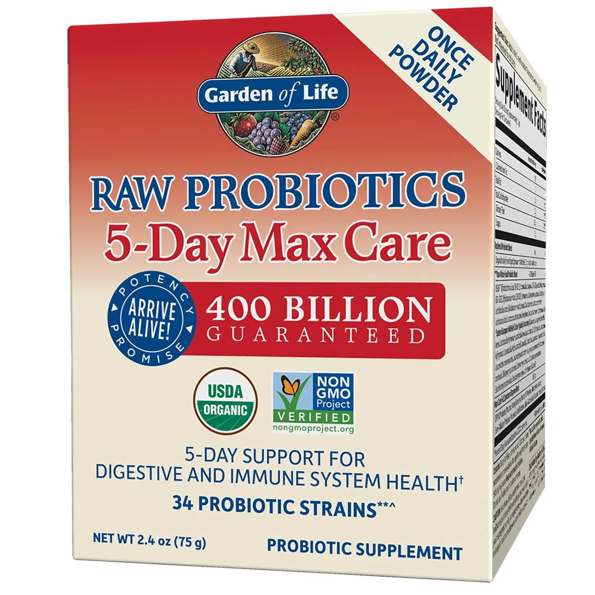 Garden of Life Raw Probiotics 5-Day Max Care 2.4 Oz