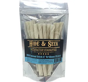 Hide & Seek Milk Twisted Stick Rawhide Dog Chews 15ct