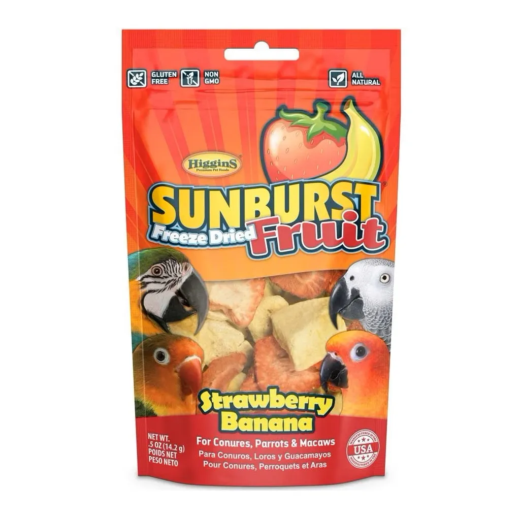 Higgins Sunburst Freeze Dried Fruit Strawberry Banana Treats For Birds 0.5 oz