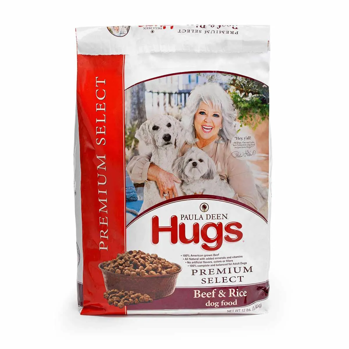 Hugs Pet Products Paula Dean Premium Select Dog Food Beef And Rice 12 Lbs. 20.5" X 14.25" X 3"