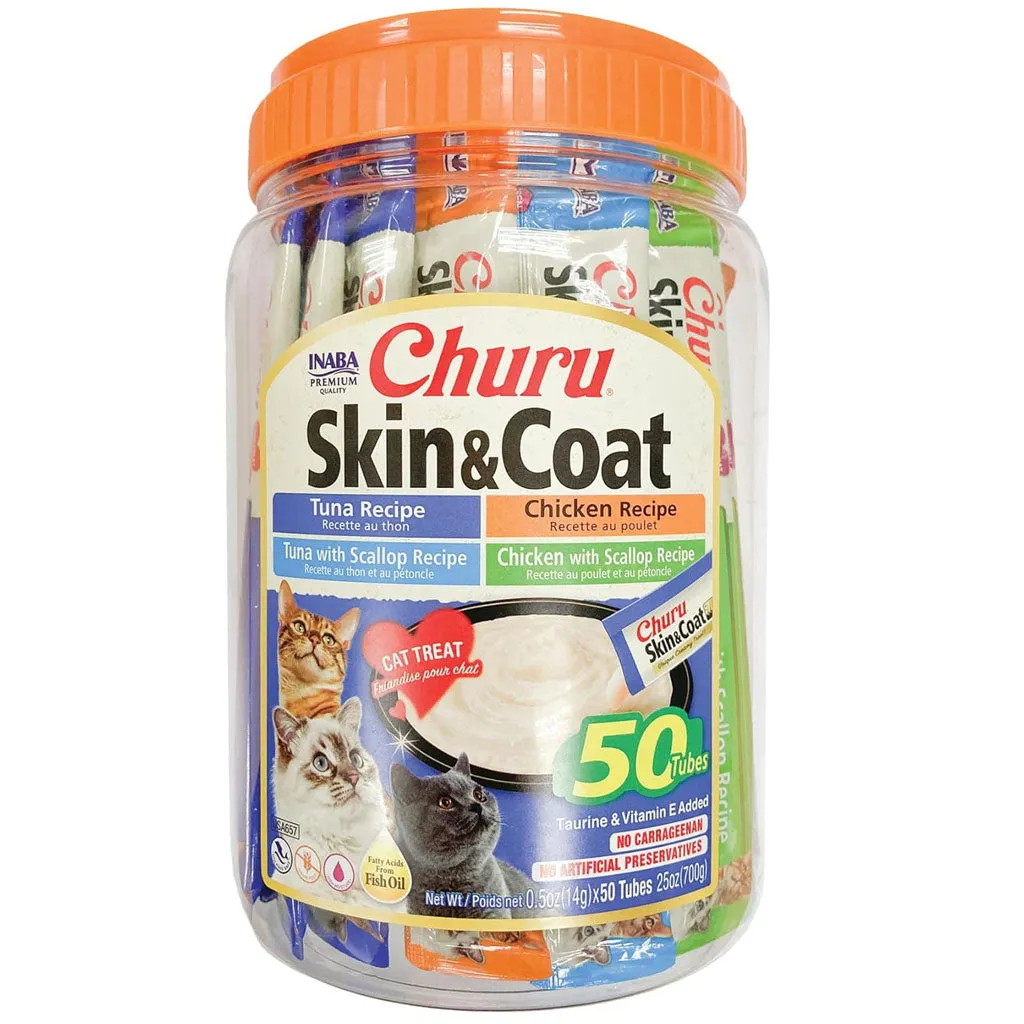 Inaba Churu Skin & Coat Variety Pack Lickable Treat for Cats, 50 count