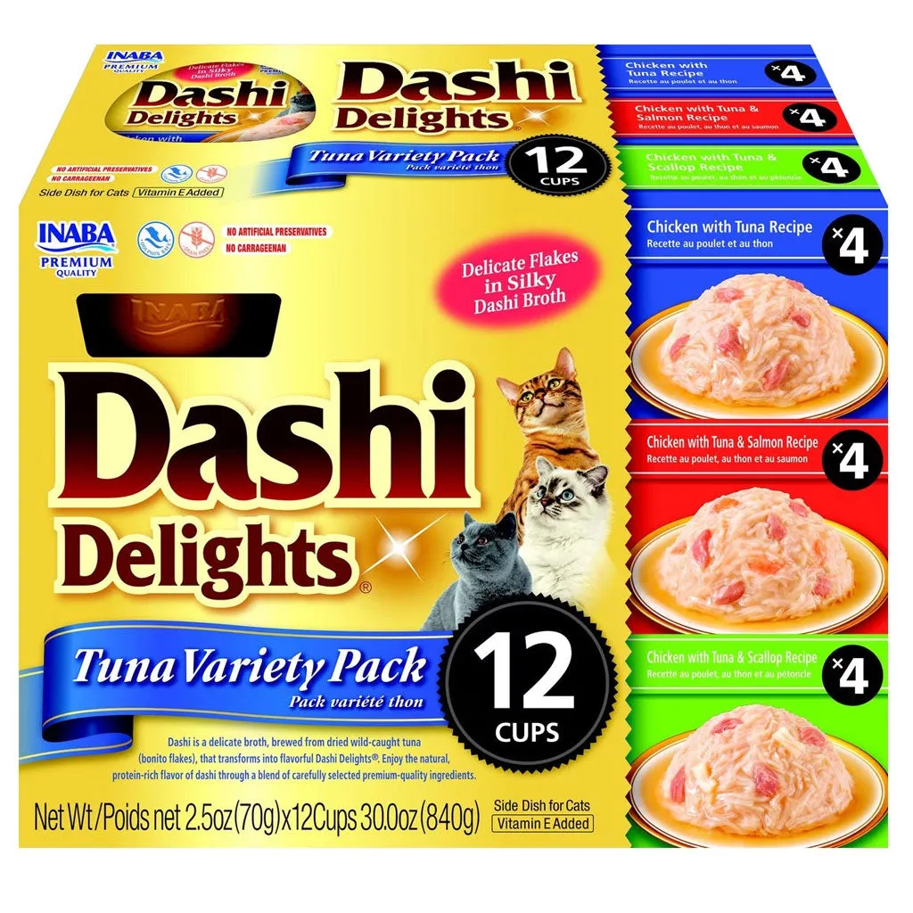 Inaba Dashi Delights Tuna Variety Pack in Broth Cat Food, 2.5-oz, pack of 12