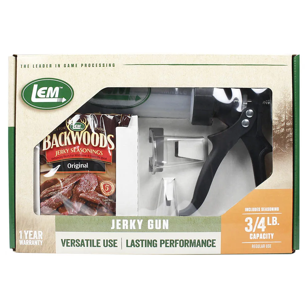 LEM Jerky Gun Kit with Round and Flat Nozzles and Original Seasoning Packet 555