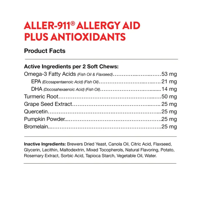 NaturVet Aller-911 Allergy Aid for Cats 60 soft chews