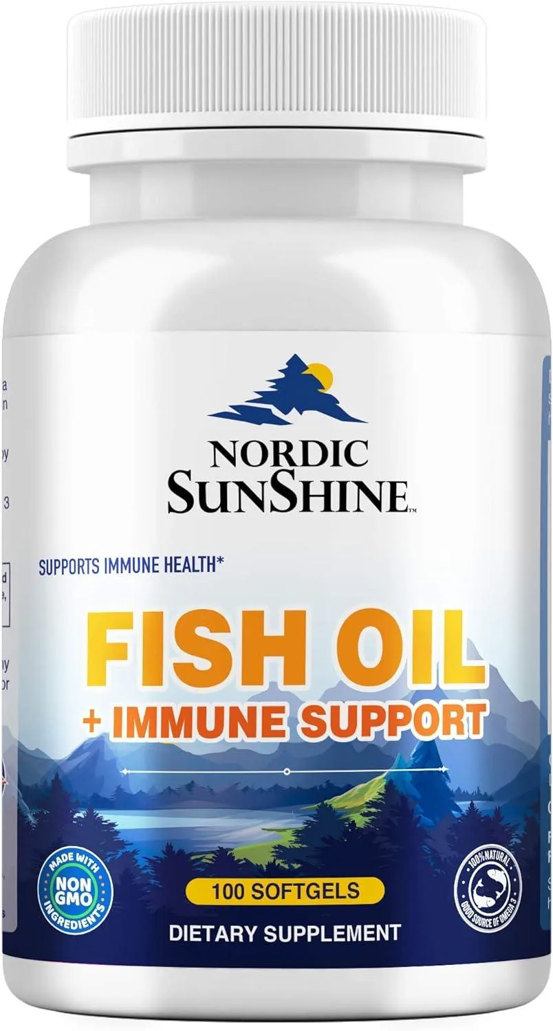 Nordic Sunshine Fish Oil 1300mg Plus Immune Support, 100 Softgels