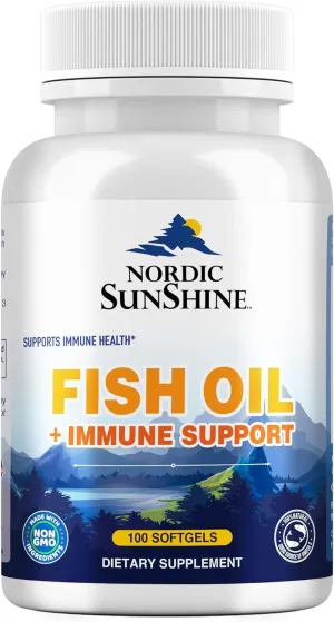 Nordic Sunshine Fish Oil 1300mg Plus Immune Support, 100 Softgels