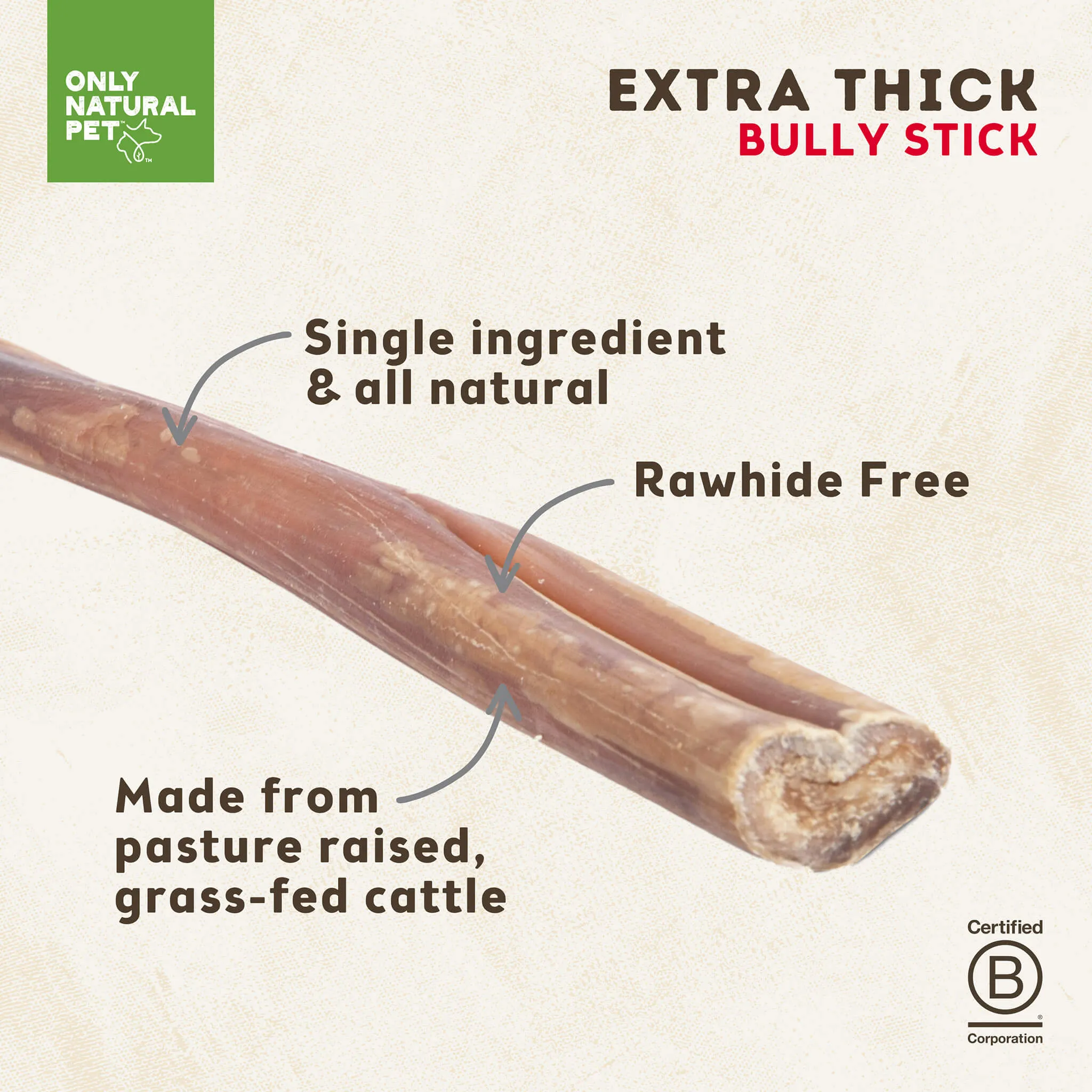 Only Natural Pet Free Range Extra Thick Bully Sticks for Dogs