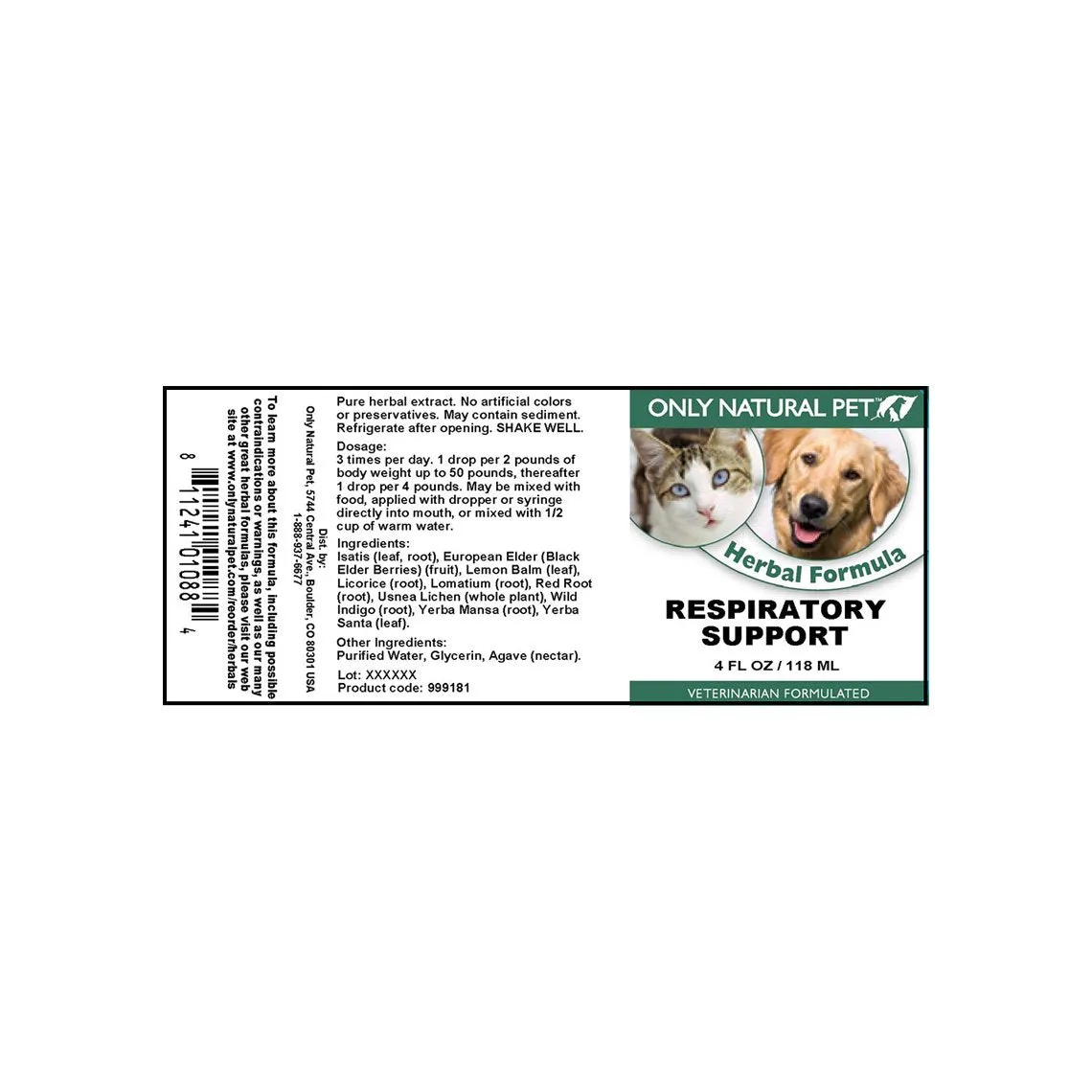 Only Natural Pet Respiratory Support Herbal Formula