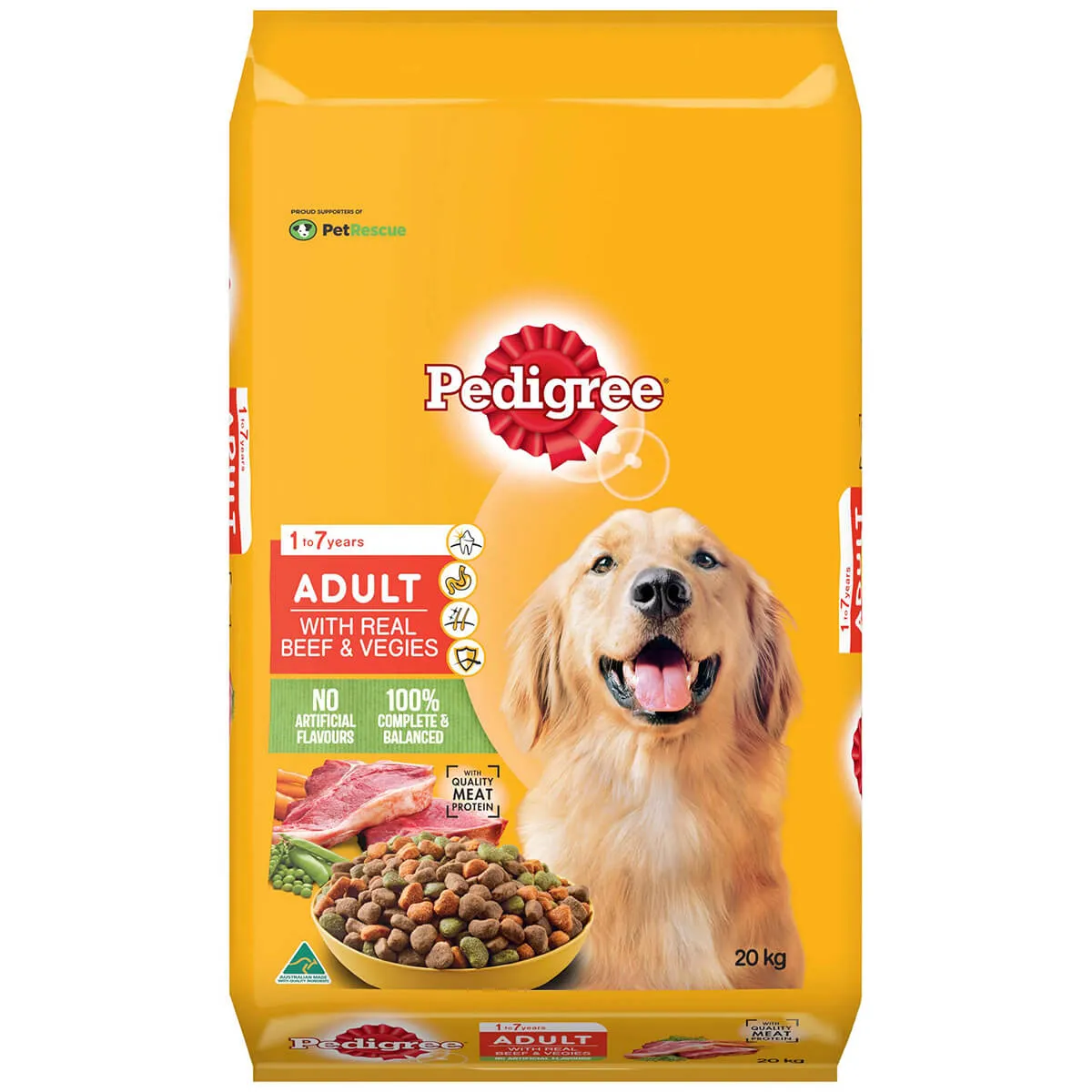 Pedigree Medium Breed Adult Real Beef & Vegetables Dry Dog Food 20kg