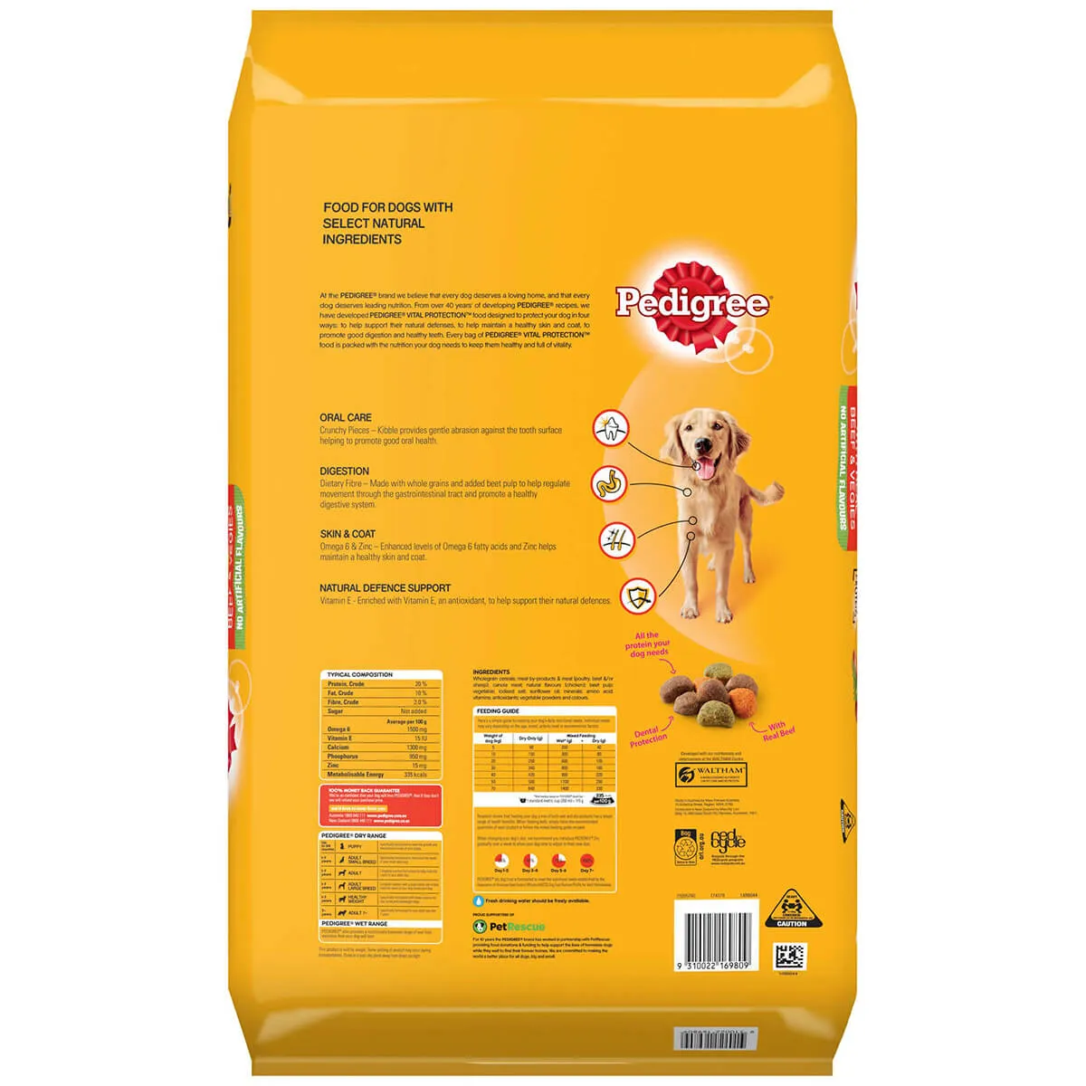 Pedigree Medium Breed Adult Real Beef & Vegetables Dry Dog Food 20kg