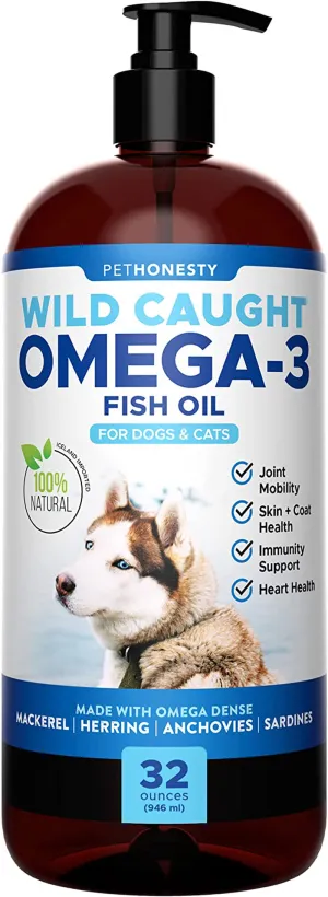 PetHonesty 100% Natural Omega-3 Fish Oil for Dogs from Iceland - Omega-3 for Dogs - Pet Liquid Food Supplement- EPA   DHA Fatty Acids Reduce Shedding & Itching- Supports Joints, Brain & Heart Health