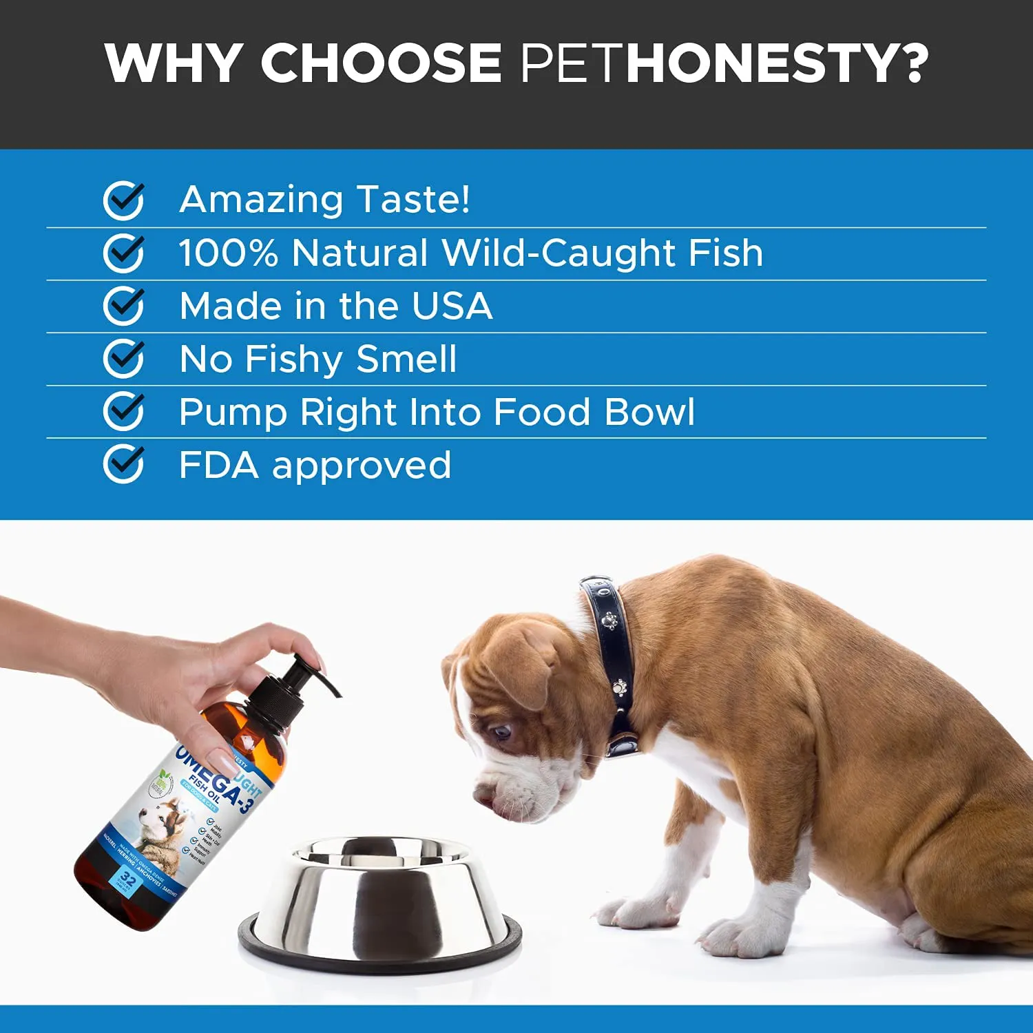 PetHonesty 100% Natural Omega-3 Fish Oil for Dogs from Iceland - Omega-3 for Dogs - Pet Liquid Food Supplement- EPA   DHA Fatty Acids Reduce Shedding & Itching- Supports Joints, Brain & Heart Health