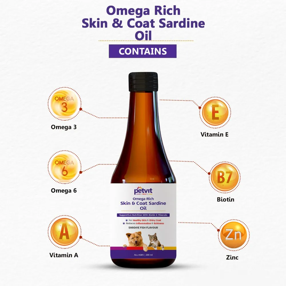 Petvit Omega Rich Skin & Coat Sardine Oil for Dogs and Cats