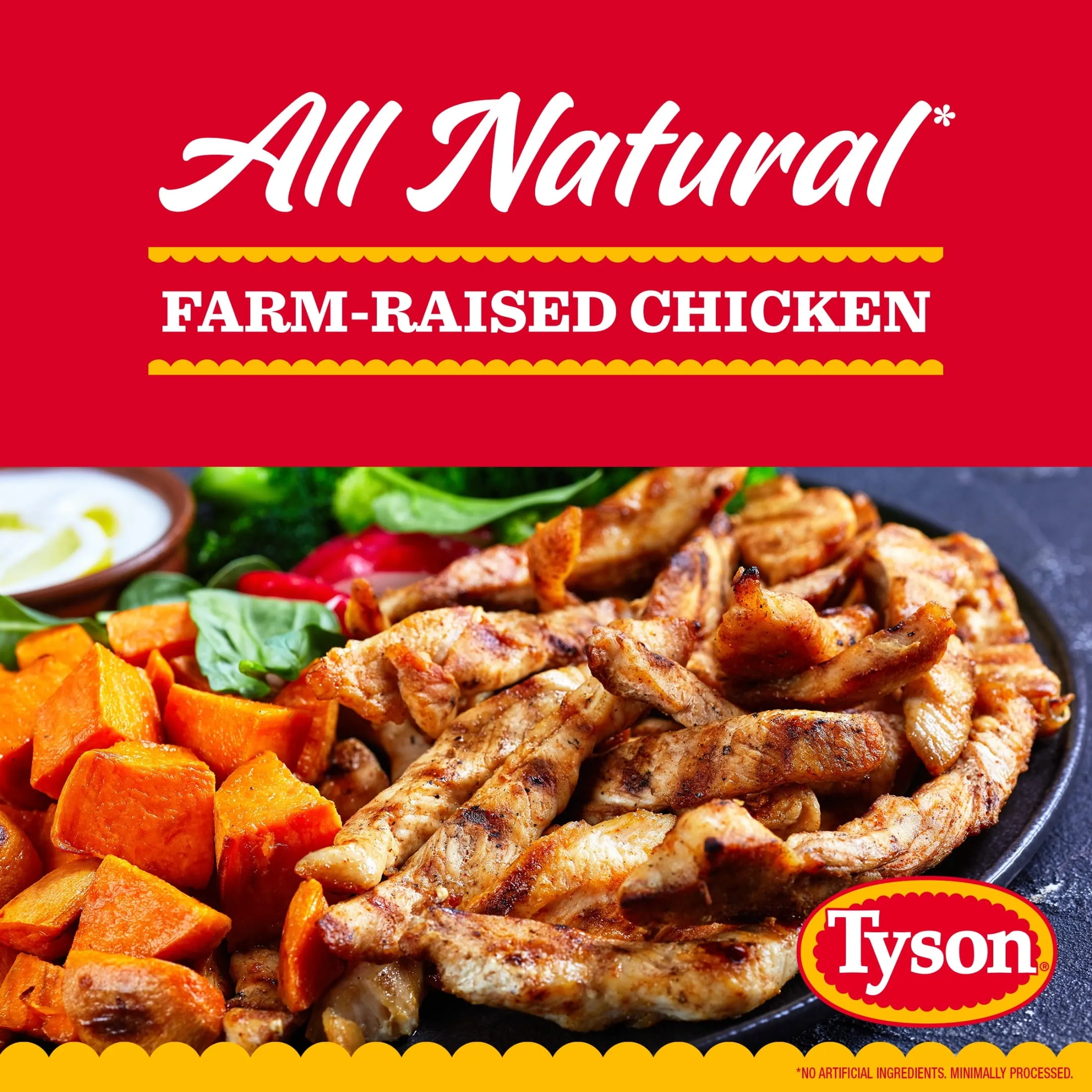 Tyson Trimmed & Ready All Natural Premium Boneless Skinless Chicken Breast Strips, 1.0 - 2.0 lb Tray